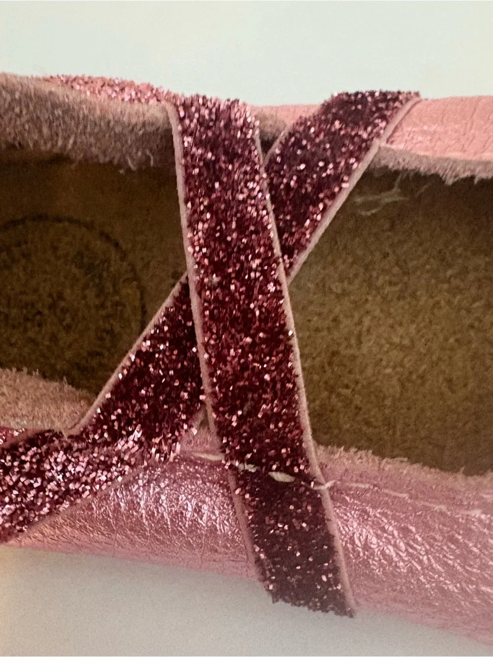 Freshly Picked frosted rose shiny metallic ballet slipper size 5